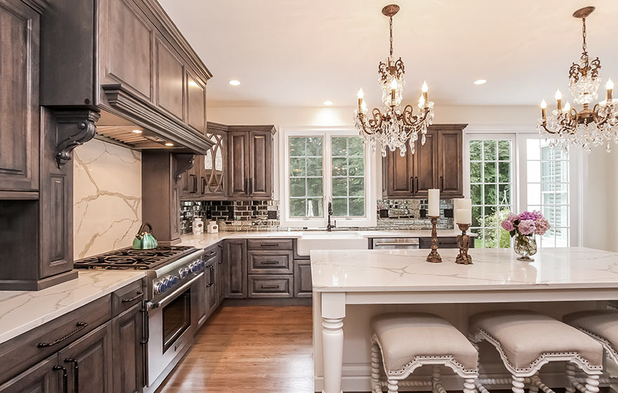 Luxurious details at every turn, this elegant custom kitchen dazzles.