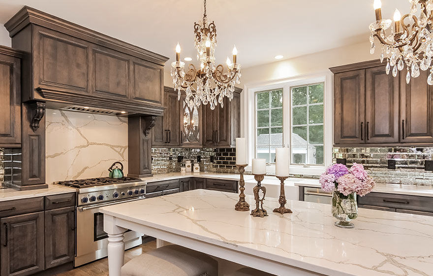 Luxurious details at every turn, this elegant custom kitchen dazzles.