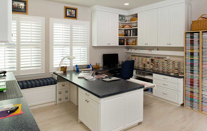 Create the craft space of your dreams with crisp white cabinetry and all your supplies perfectly organized.